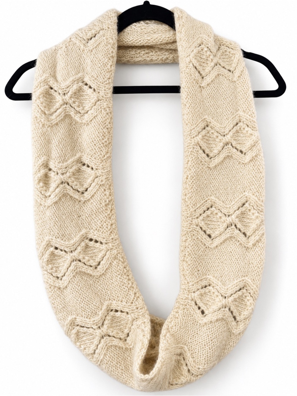 Emilime 100% Alpaca Infinity Scarf Handmade Peru Cream Textured Knit